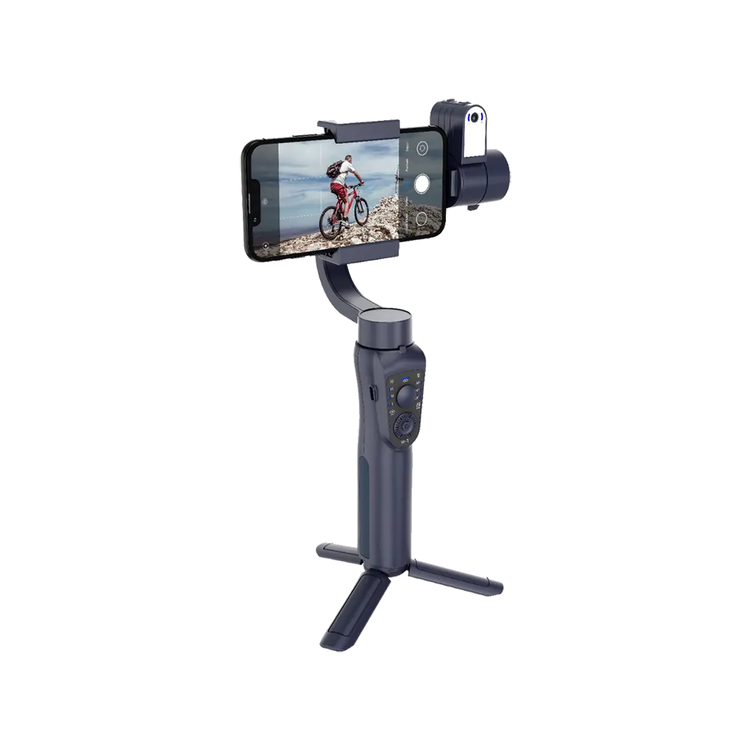 Porodo 3-Axis Ai Tracker & Light Gimbal Stabilizer – Black (1) Porodo 3-Axis Ai Tracker & Light Gimbal Stabilizer – Black