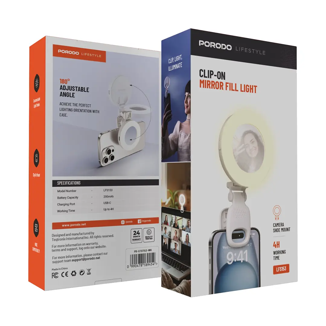 Porodo Lifestyle Clip-On Mirror Fill Light