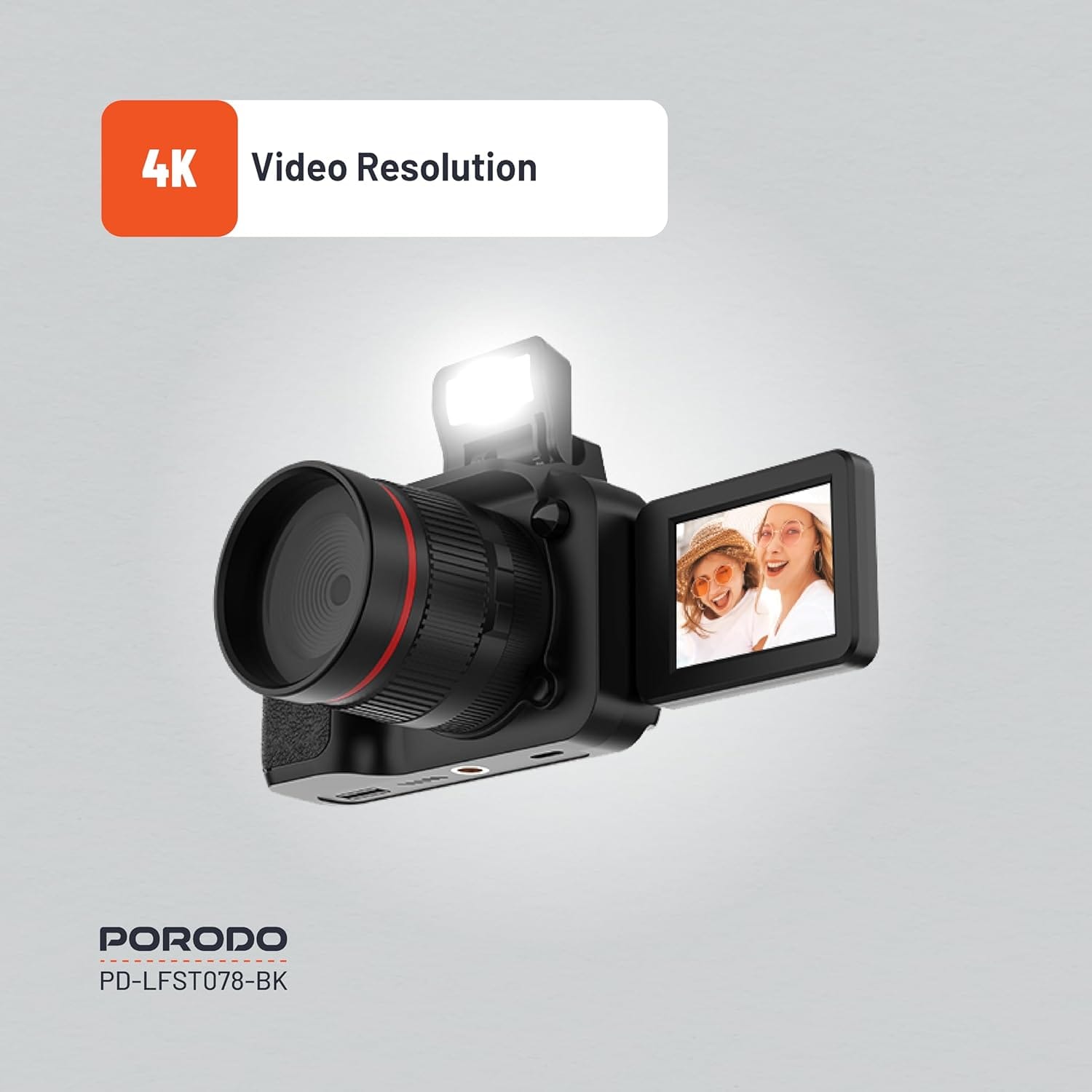 Porodo Lifestyle Digital Camera 16X Zoom | Flip Flash