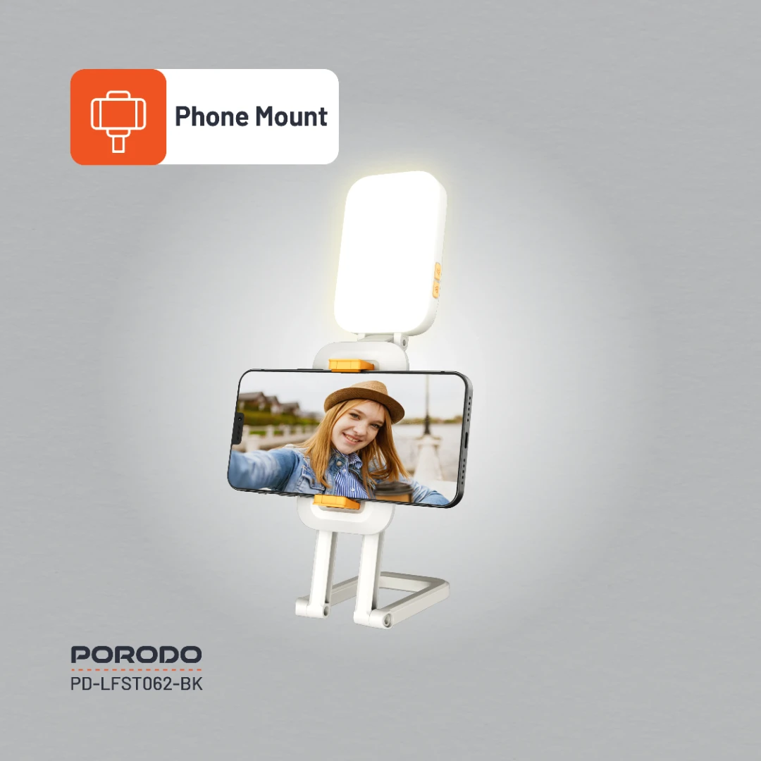 Porodo Lifestyle LumiSnap Foldable RGB Fill Light with Phone Stand