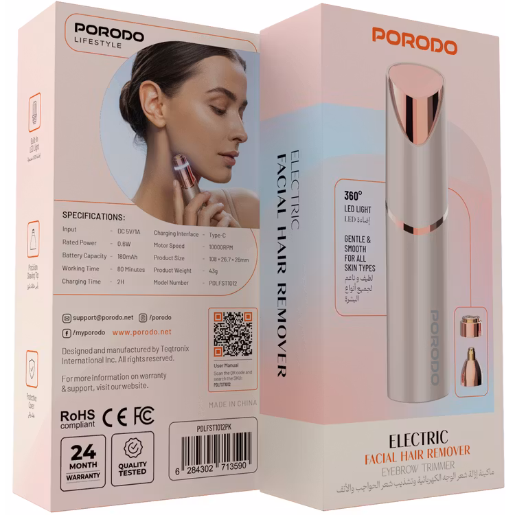 Porodo Electric Facial Hair Remover & Eyebrow Trimmer