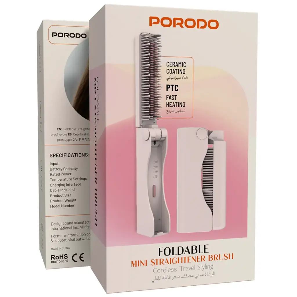 Porodo Foldable Mini Straightener Brush