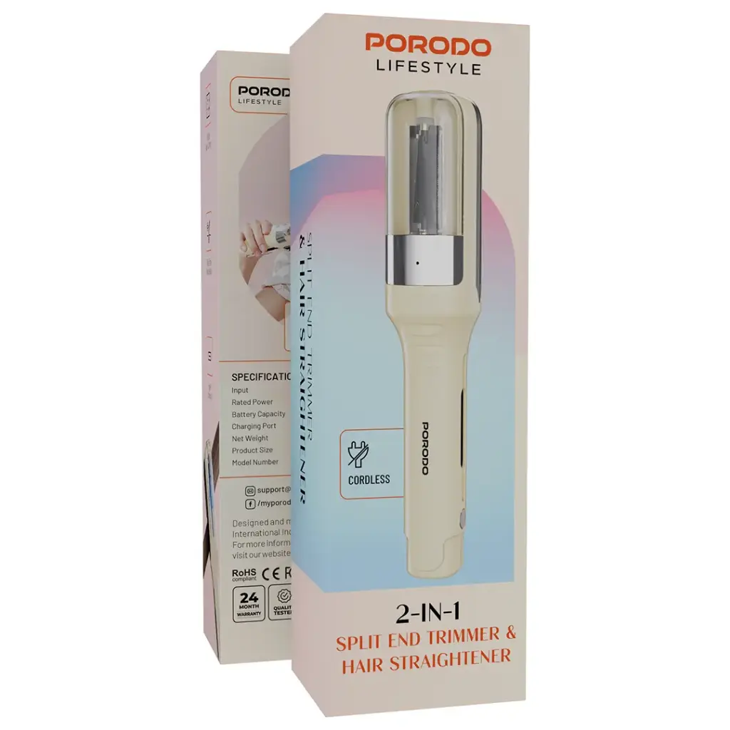 Porodo Lifestyle 2-In-1 Split End Trimmer & Hair Straightener