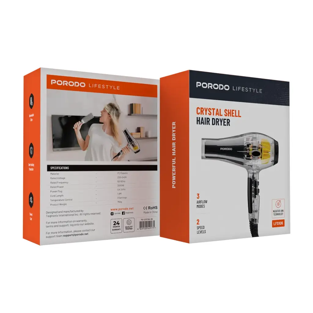 Porodo Lifestyle Crystal Shell Hair Dryer