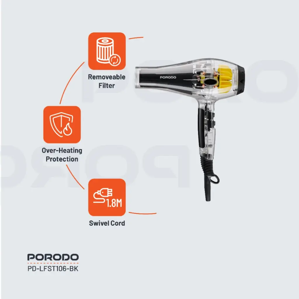 Porodo Lifestyle Crystal Shell Hair Dryer