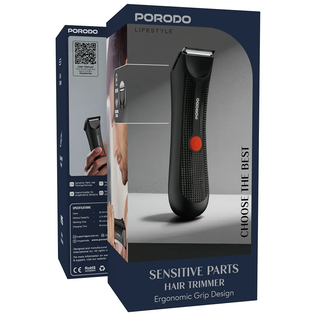 Porodo Lifestyle Sensitive Parts Hair Trimmer Ergonomic Grip Design