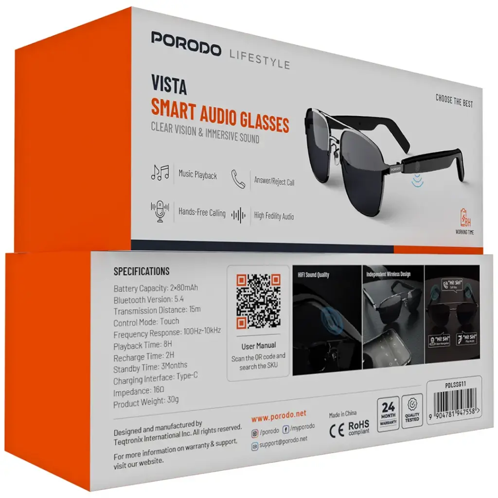 Porodo Lifestyle Vista Smart Audio Glasses
